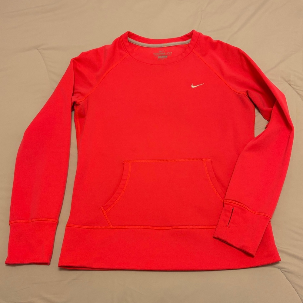 Nike Neon Pink Women’s Long Sleeve Therma Fit Sweater Top Size Medium - Picture 2 of 5